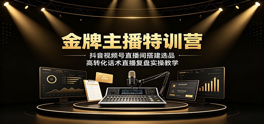 金牌主播特训营:抖音视频号直播间搭建选品,高转化话术直播复盘实操教学-创业信息网
