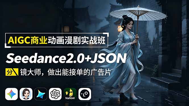 AIGC商业动画漫剧实战班-更新:Seedance2.0+JSON分镜大师,做出能接单的广告片-创业信息网