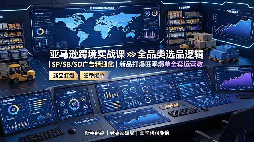 亚马逊跨境实战课:全品类选品逻辑|SP/SB/SD广告精细化|新品打爆旺季爆单全套运营教程