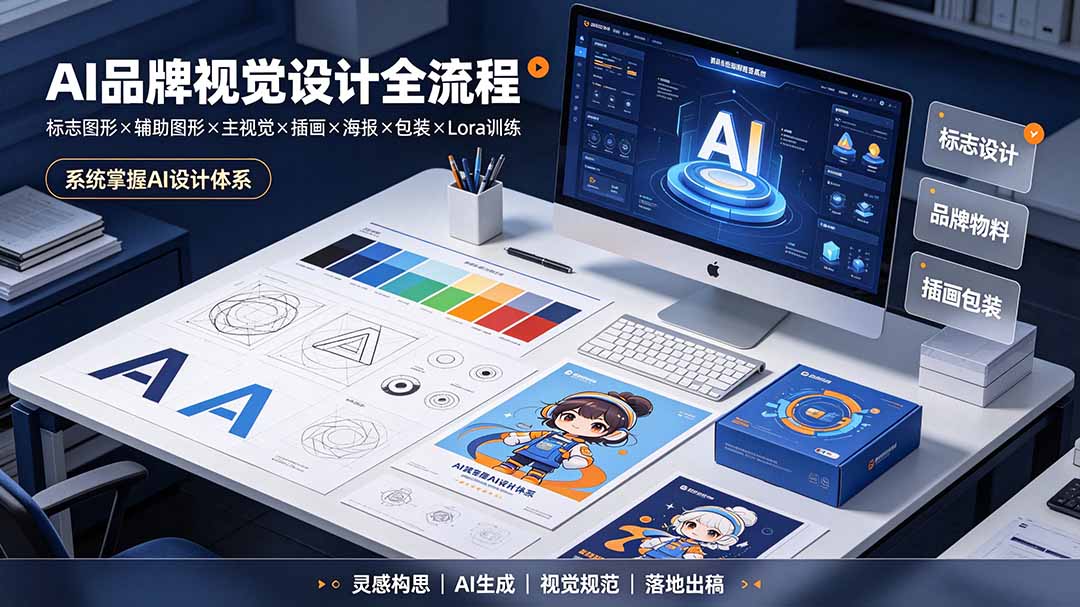 AI品牌视觉设计全流程：标志图形×辅助图形×主视觉×插画×海报×包装×Lora训练，系统掌握AI设计体系-创业信息网