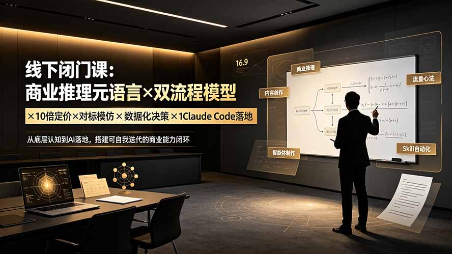 线下闭门课：商业推理元语言×双流程模型×10倍定价×对标模仿×数据化决策×Claude Code落地，击穿认知盲区-创业信息网