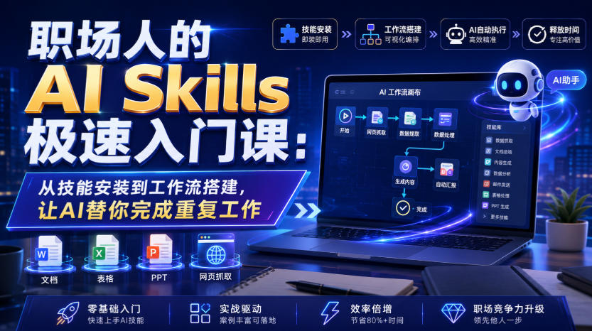 职场人的AI Skills极速入门课:从技能安装到工作流搭建,让AI替你完成重复工作-创业信息网