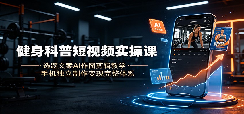 健身科普短视频实操课：选题文案AI作图剪辑教学，手机独立制作变现完整体系-创业信息网