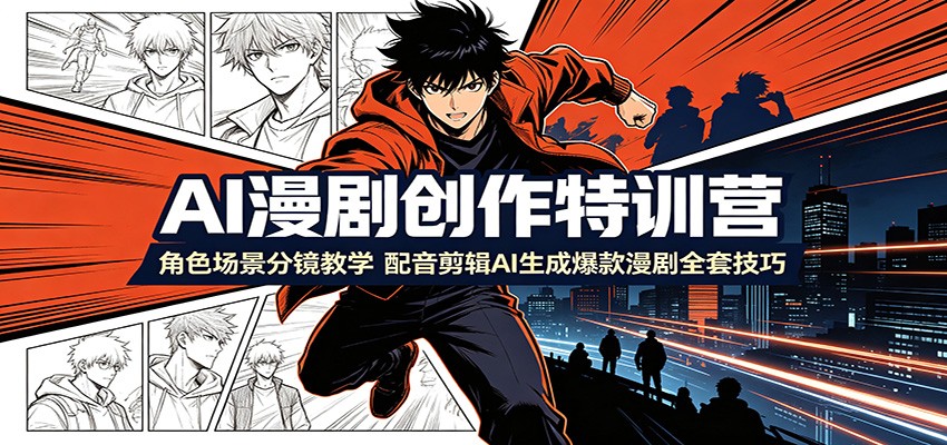 AI漫剧创作特训营：角色场景分镜教学，配音剪辑AI生成爆款漫剧全套技巧-创业信息网