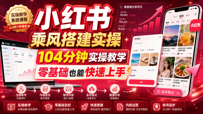 小红书乘风搭建实操,104分钟实操教学,零基础也能快速上手-创业信息网