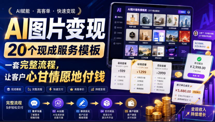 AI图片变现,20个现成服务模板,一套完整流程,让客户心甘情愿地付钱【原创双语字幕】-创业信息网