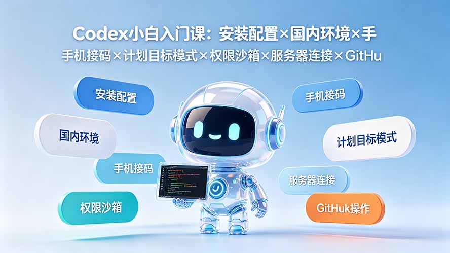Codex小白入门课：安装配置×国内环境×手机接码×计划目标模式×权限沙箱×服务器连接×GitHub操作-创业信息网