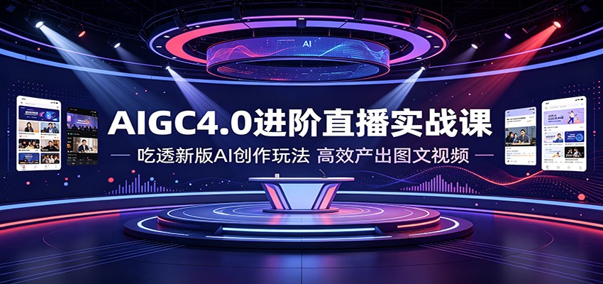AIGC4.0进阶直播实战课：吃透新版AI创作玩法，高效产出图文视频-创业信息网