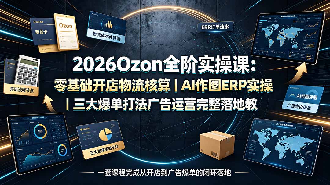 2026Ozon全阶实操课：零基础开店物流核算｜AI作图ERP实操｜三大爆单打法广告运营完整落地教程-创业信息网
