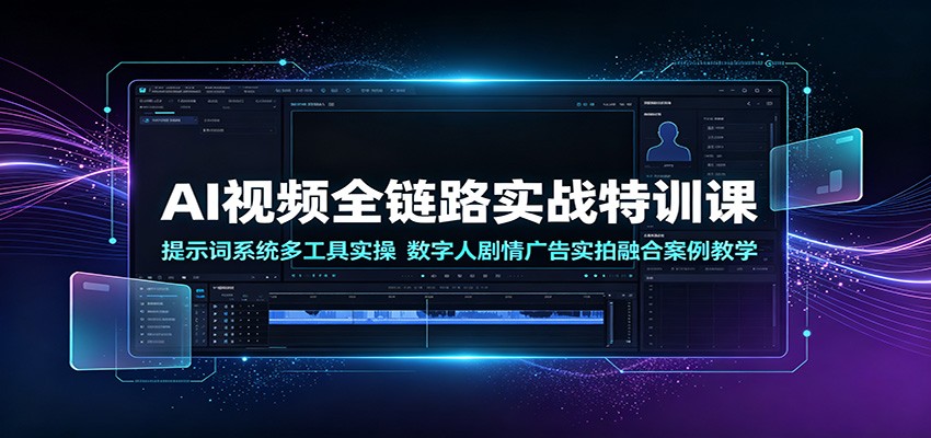AI视频全链路实战特训课：提示词系统多工具实操，数字人剧情广告实拍融合案例教学-创业信息网