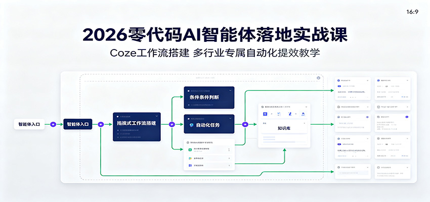 2026零代码AI智能体落地实战课：Coze工作流搭建，多行业专属自动化提效教学-创业信息网