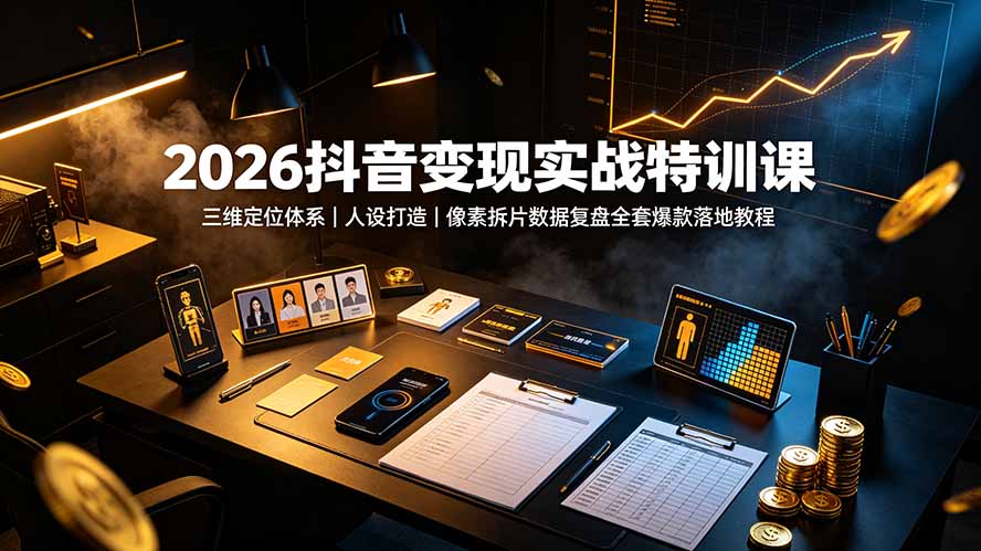 2026抖音变现实战特训课:三维定位体系|人设打造|像素拆片数据复盘全套爆款落地教程