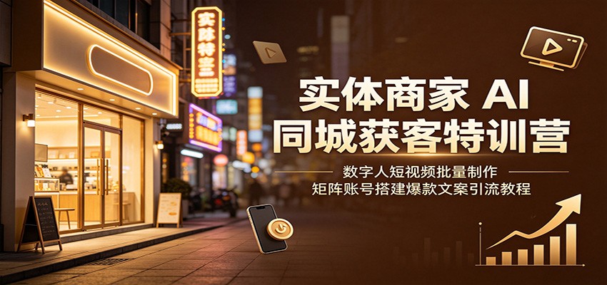 实体商家AI同城获客特训营：数字人短视频批量制作，矩阵账号搭建爆款文案引流教程-创业信息网