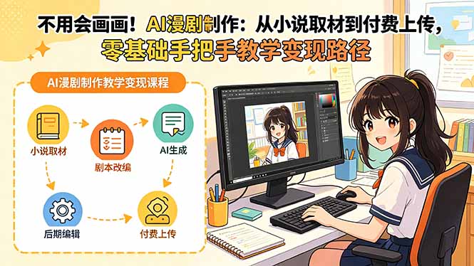 不用会画画!AI漫剧制作:从小说取材到付费上传,零基础手把手教学变现路径(更新