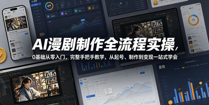 AI漫剧制作全流程实操，0基础从零入门，完整手把手教学，从起号、制作到变现一站式学会(更新)-创业信息网