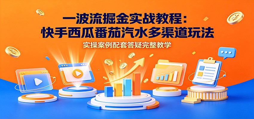 一波流掘金实战教程：快手西瓜番茄汽水多渠道玩法，实操案例配套答疑完整教学-创业信息网
