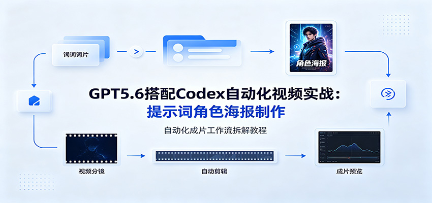 GPT5.6搭配Codex自动化视频实战：提示词角色海报制作，自动化成片工作流拆解教程-创业信息网