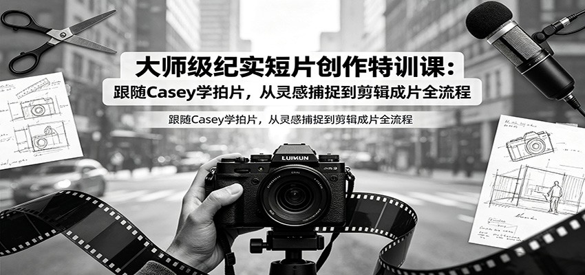 大师级纪实短片创作特训课：跟随Casey学拍片，从灵感捕捉到剪辑成片全流程-创业信息网