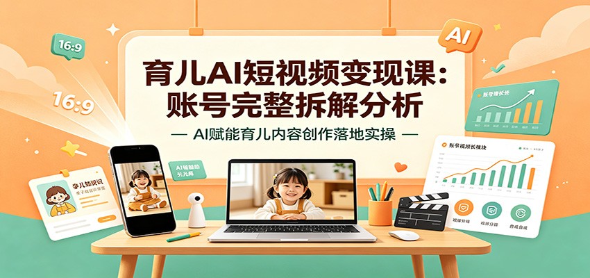 育儿AI短视频变现课：账号完整拆解分析，AI赋能育儿内容创作落地实操-创业信息网