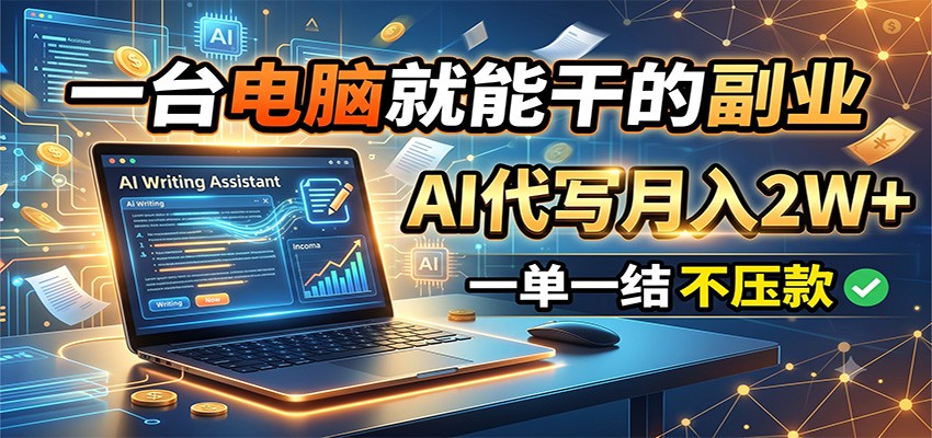 一台电脑就能干的副业，AI代写月入2W+，一单一结不压款-创业信息网