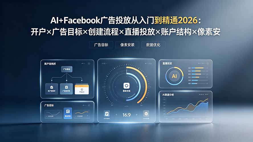 AI+Facebook广告投放从入门到精通2026:开户×广告目标×创建流程×直播投放×账户结构×像素安装×AI赋能-创业信息网