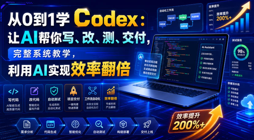 从0到1学Codex：让AI帮你写、改、测、交付，完整系统教学，利用AI实现效率翻倍-创业信息网