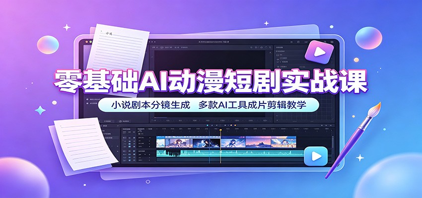 零基础AI动漫短剧实战课：小说剧本分镜生成，多款AI工具成片剪辑教学-创业信息网