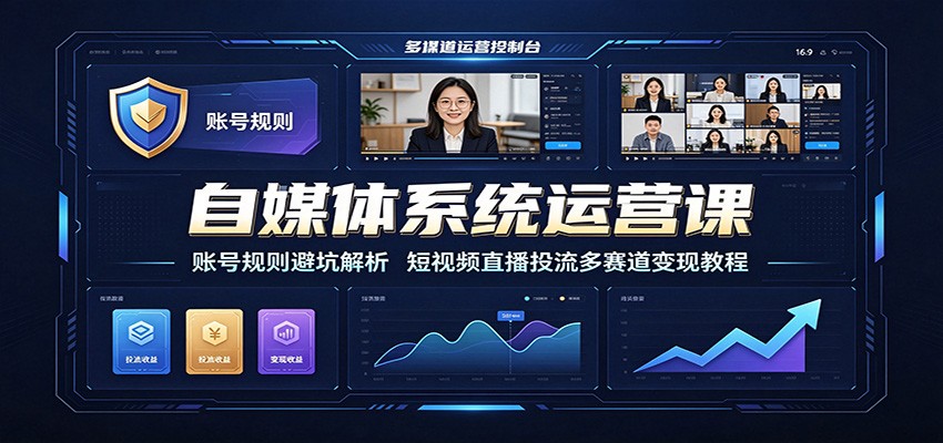 自媒体系统运营课：账号规则避坑解析，短视频直播投流多赛道变现教程-创业信息网