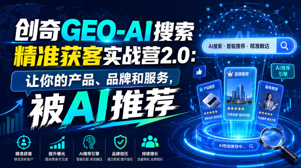 创奇GEO-AI搜索精准获客实战营2.0:让你的产品、品牌和服务,被AI推荐-创业信息网