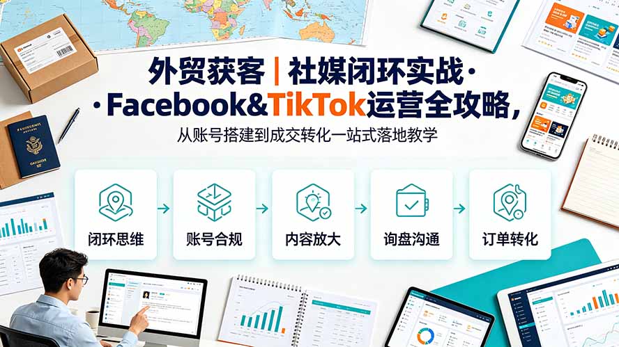 外贸获客|社媒闭环实战·Facebook&TikTok运营全攻略,从账号搭建到成交转化一站式落地教学-创业信息网