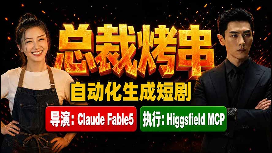 《总裁烤串》真人短剧全自动诞生！Claude Fable5 当导演，Higgsfield MCP 执行！-创业信息网