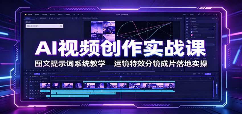 AI视频创作实战课:图文提示词系统教学,运镜特效分镜成片落地实操-创业信息网