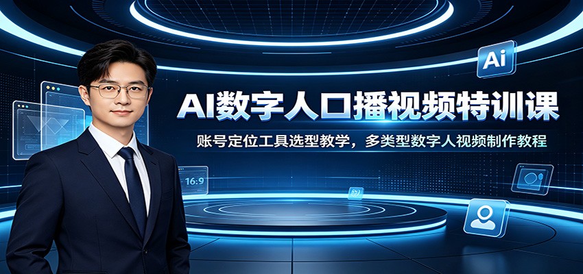 AI数字人口播视频特训课：账号定位工具选型教学，多类型数字人视频制作教程-创业信息网