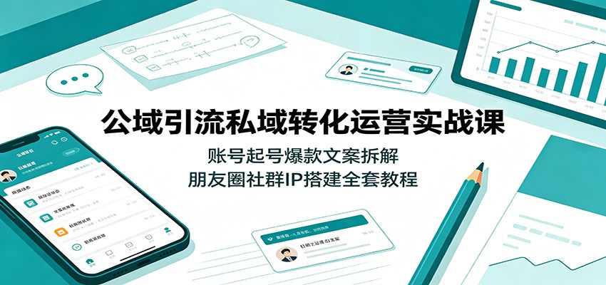 公域引流私域转化运营实战课：账号起号爆款文案拆解，朋友圈社群IP搭建全套教程-创业信息网