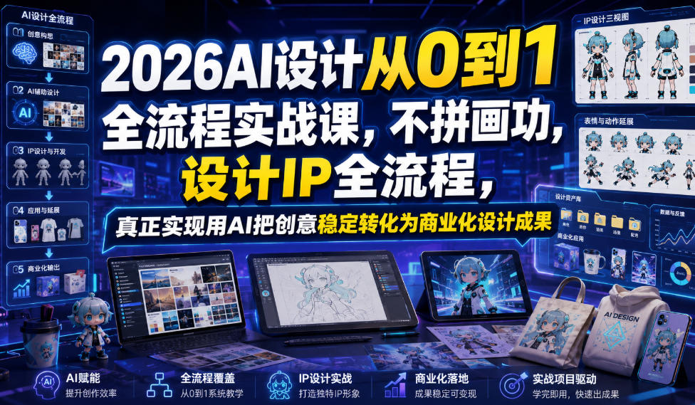 2026AI设计从0到1全流程实战课,不拼画功,设计IP全流程,真正实现用AI把创意稳定转化为商业化设计成果-创业信息网