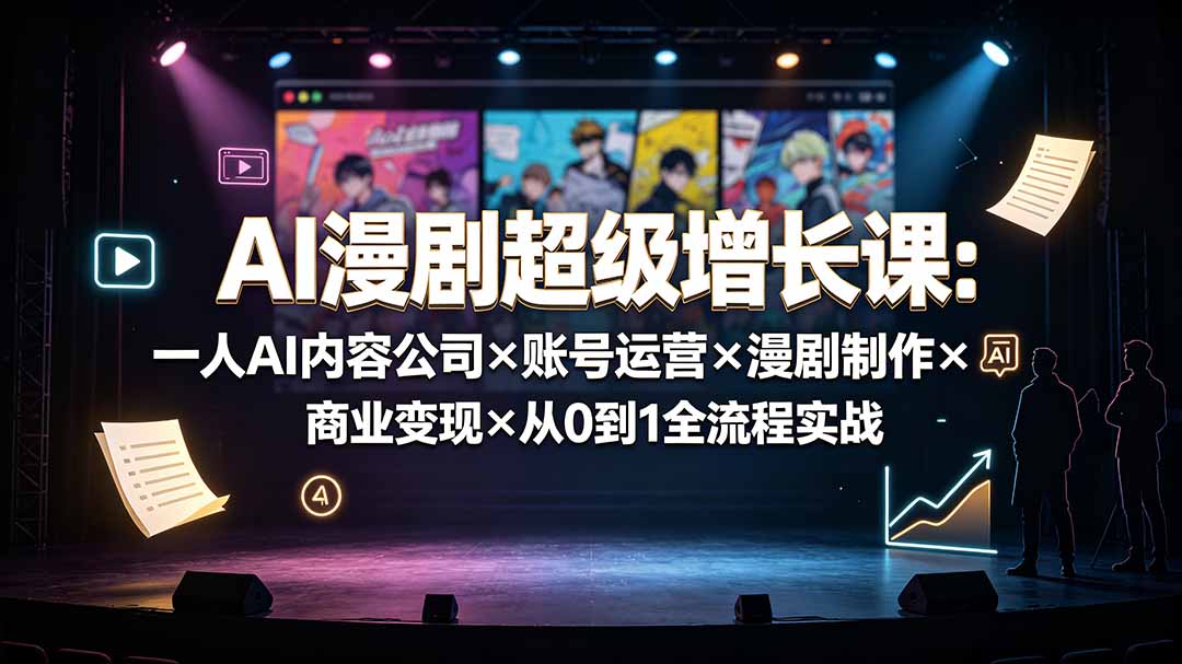 AI漫剧超级增长课:一人AI内容公司×账号运营×漫剧制作×商业变现×从0到1全流程实战-创业信息网