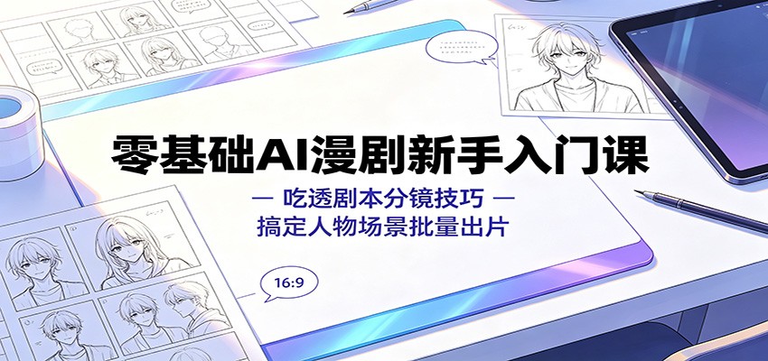 零基础AI漫剧新手入门课:吃透剧本分镜技巧,搞定人物场景批量出片-创业信息网