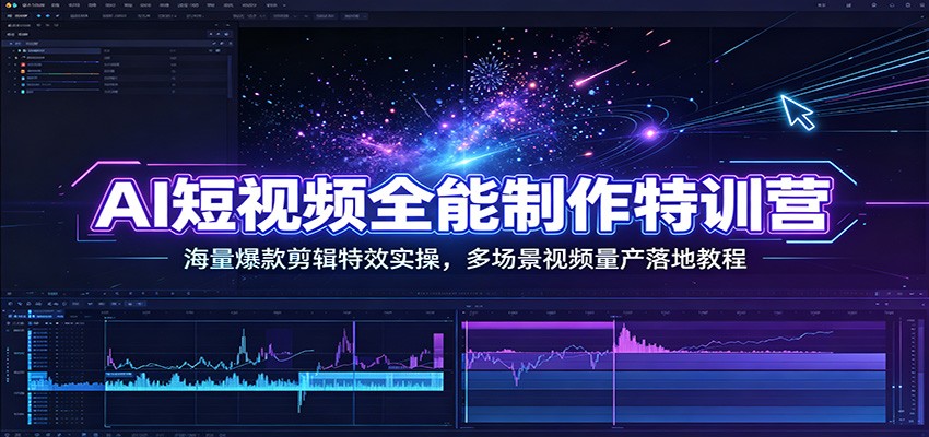 AI短视频全能制作特训营：海量爆款剪辑特效实操，多场景视频量产落地教程-创业信息网