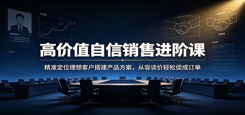 高价值自信销售进阶课：精准定位理想客户搭建产品方案，从容谈价轻松促成订单-创业信息网