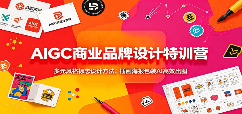 AIGC商业品牌设计特训营：多元风格标志设计方法，插画海报包装AI高效出图-创业信息网