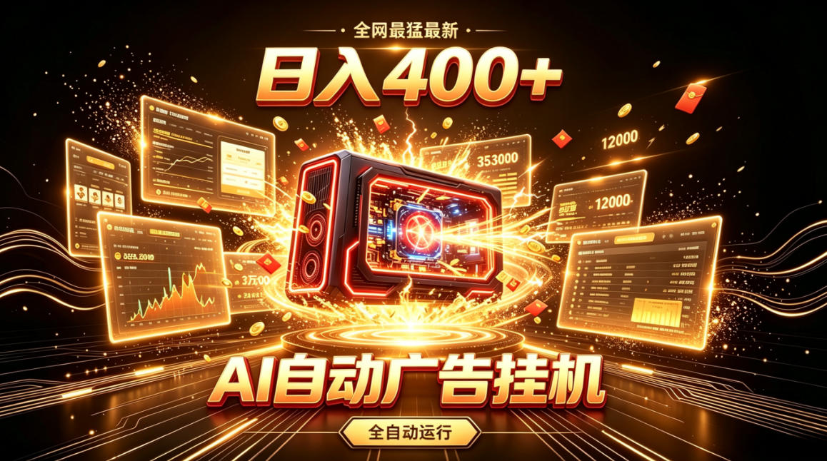 全网最猛最新的AI自动广告挂G,狠收益日入400+,真正做到躺賺式变现【揭秘】-创业信息网