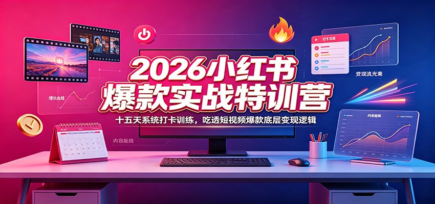 2026小红书爆款实战特训营：十五天系统打卡训练，吃透短视频爆款底层变现逻辑-创业信息网