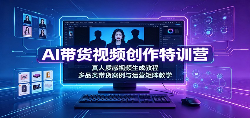 AI带货视频创作特训营：真人质感视频生成教程，多品类带货案例与运营矩阵教学-创业信息网