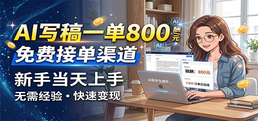 AI写稿一单800，免费接单渠道，一单一结几十到上千，新手当天上手-创业信息网