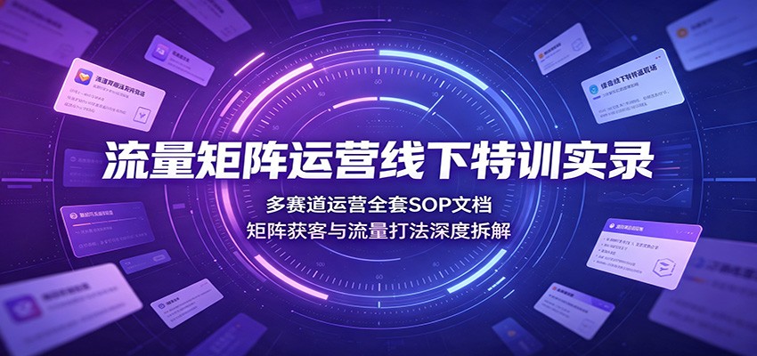流量矩阵运营线下特训实录：多赛道运营全套SOP文档，矩阵获客与流量打法深度拆解-创业信息网