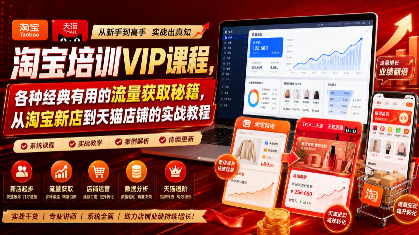 淘宝培训VIP课程，各种经典有用的流量获取秘籍，从淘宝新店到天猫店铺的实战教程(更新7月29日)-创业信息网