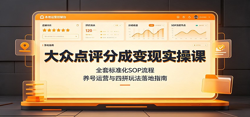 大众点评分成变现实操课：全套标准化SOP流程，养号运营与四拼玩法落地指南-创业信息网