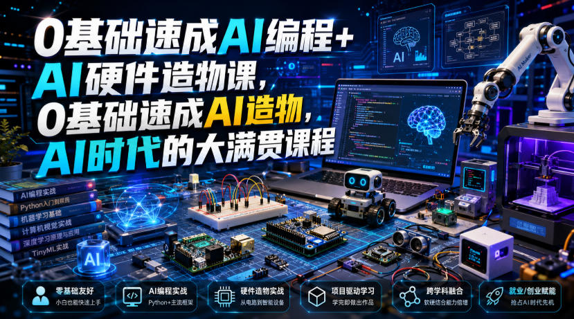 0基础速成AI编程+AI硬件造物课,0基础速成AI造物,AI时代的大满贯课程-创业信息网