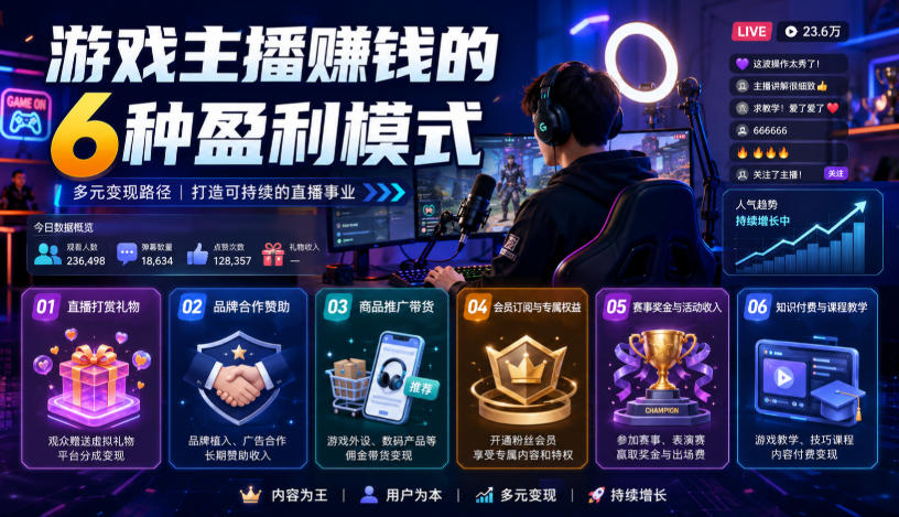 付费文章:游戏主播賺钱的6种盈利模式-创业信息网