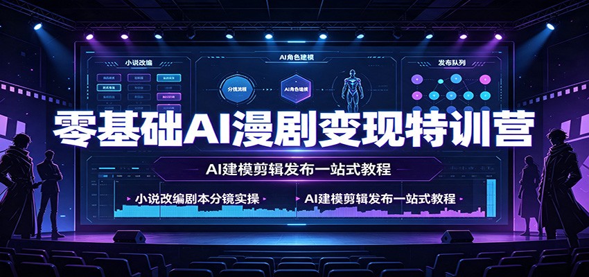 零基础AI漫剧变现特训营：小说改编剧本分镜实操，AI建模剪辑发布一站式教程-创业信息网